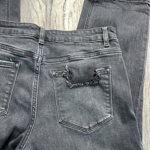 Flying Monkey Black/Grey Distressed High Rise Cropped Straight Leg Jeans size 31 - Picture 13 of 14